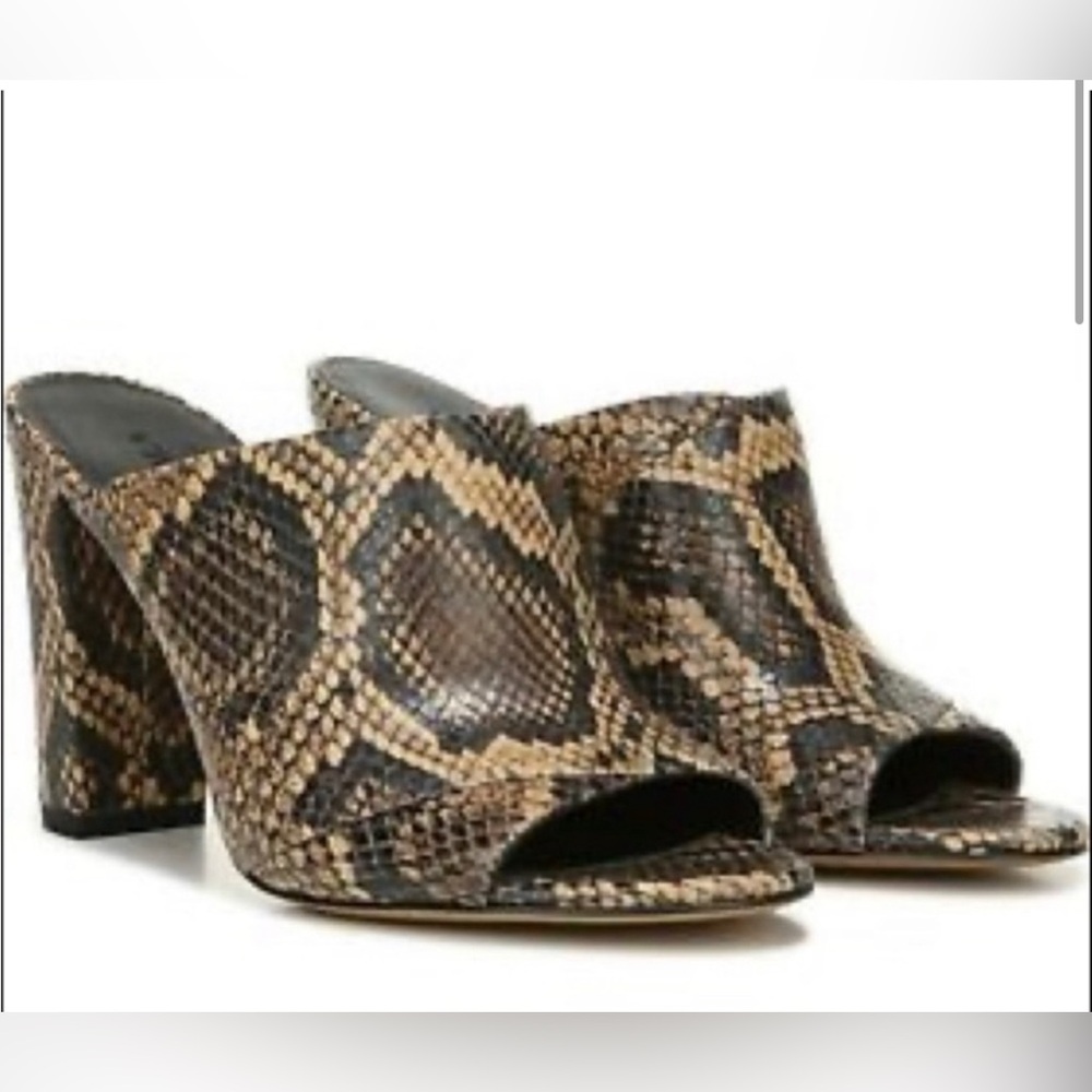 Vince Snakeskin Peep Toe Mule